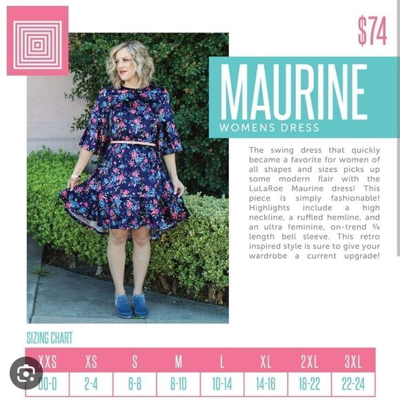 NWT LuLaRoe Maurine Dress XL 14/16 Red Stripe Bell Sleeve Ruffle Shift Swing - Picture 7 of 11